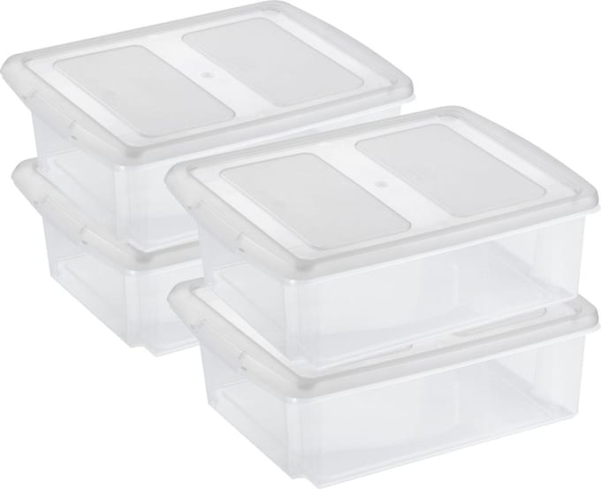 Sunware set van 4x opslagboxen 17 liter transparant 45 x 36 x 14 cm met afsluitbare deksel