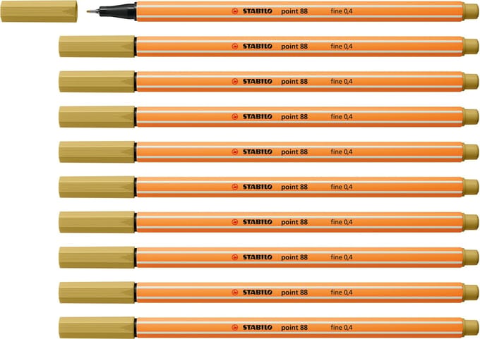 STABILO point 88 - Premium Fineliner - Fine 0,4 mm – Khaki– Doos 10 stuks