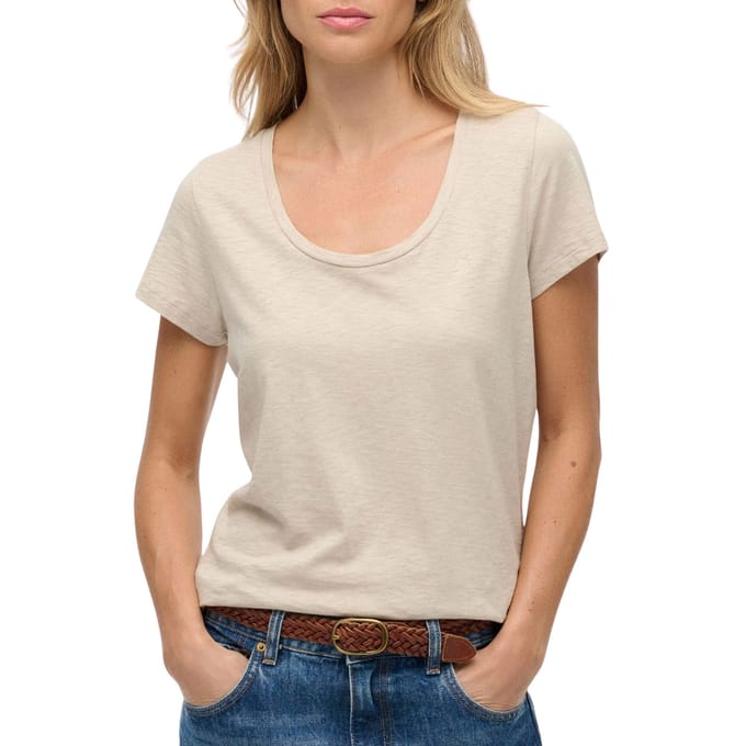 Superdry Studios T-shirt met Slanke Pasvorm Beige Grootte: 44