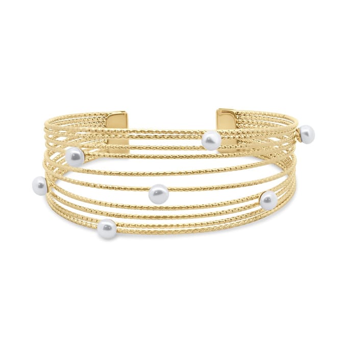 CO88 Collection 8CB-91428 – Bangle Armband Dames – Glasparels – Goudkleurig – RVS – Cadeau voor Vrouwen