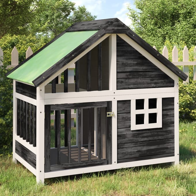 Maison pour chien Grise 96 x 60,5 x 87 cm Bois de pin massif
