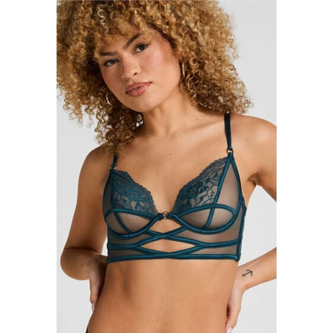 Hunkemöller Niet-Voorgevormde Beugel Longline bh Amel Blauw