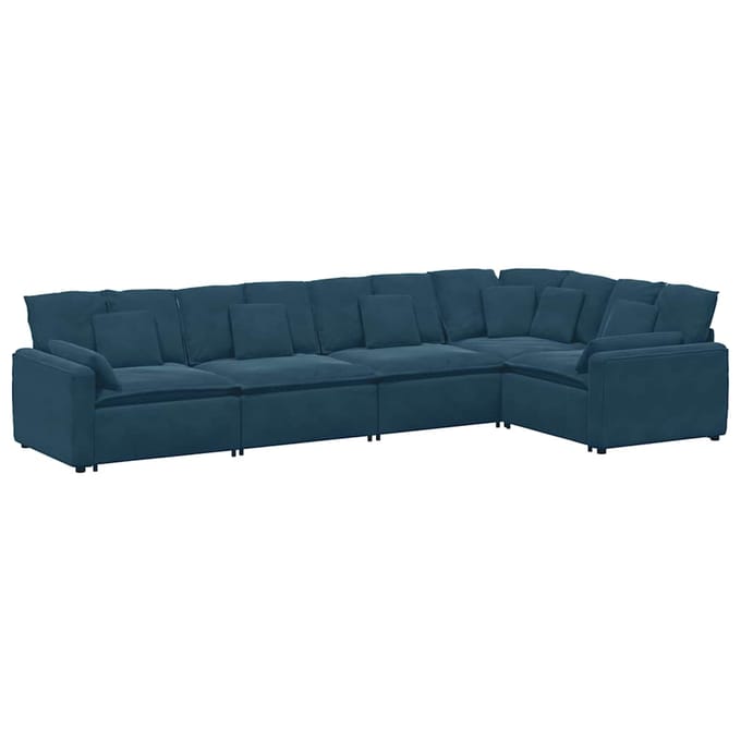 vidaXL - Modulaire - bank - met - kussens - fluweel - blauw