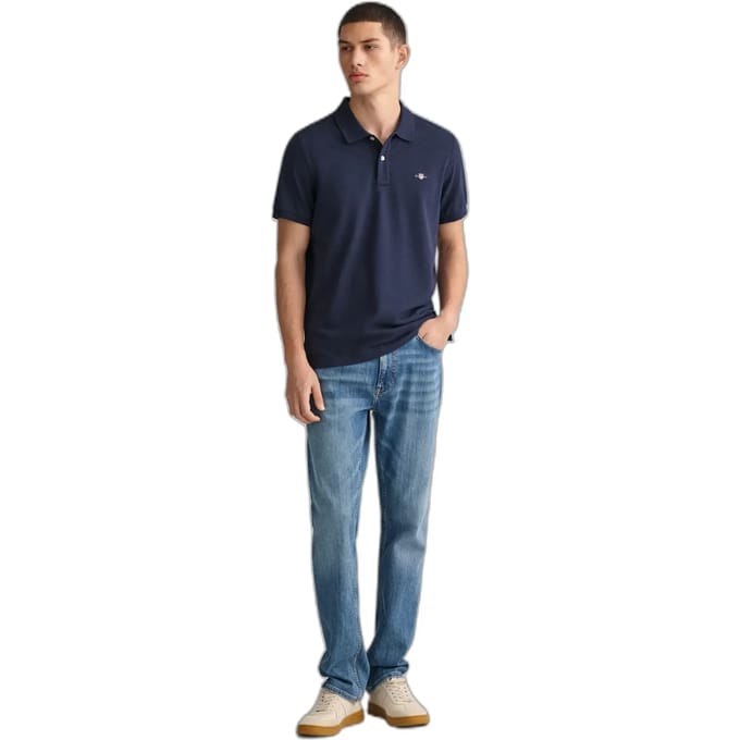 Gant Shield Piqué Poloshirt Donkerblauw (navy) - Maat L - Heren