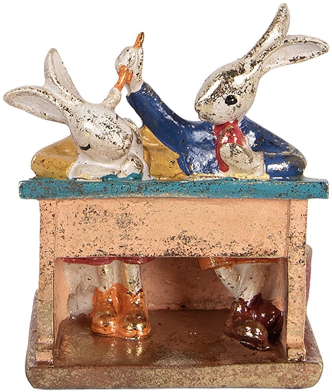 Clayre & Eef Decoratie Beeld Konijn 11x7x11 cm Wit Kunststof