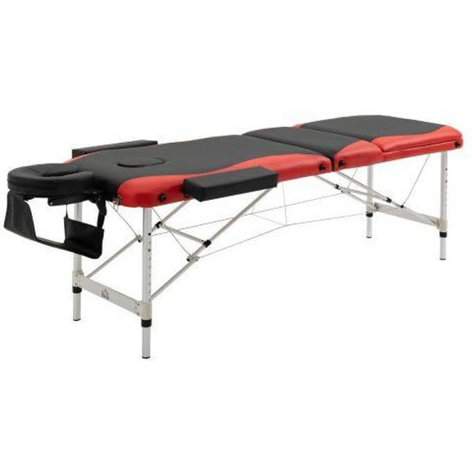 HOMCOM Lit de massage pliant réglable en hauteur avec appui-tête 215 x 60 x 61-84 cm