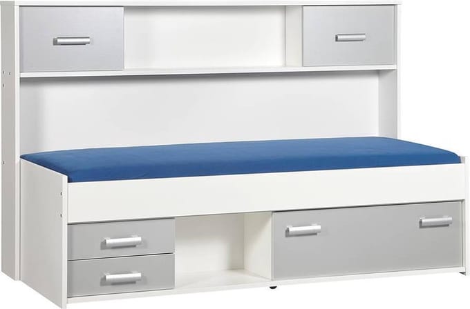BEUK Bedframe Incl 2 Schuifdeuren Aluminium - Wit - Effen