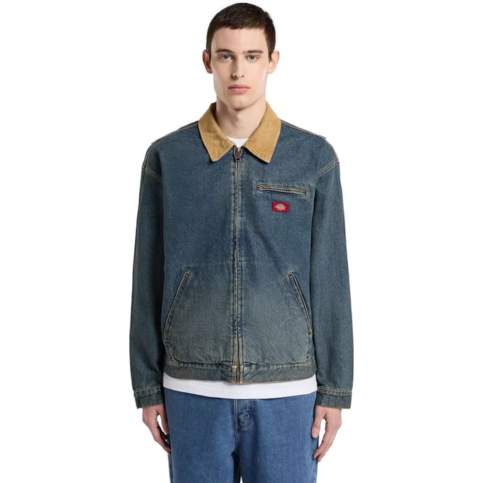 jeansjack met labeldetail en ritssluiting