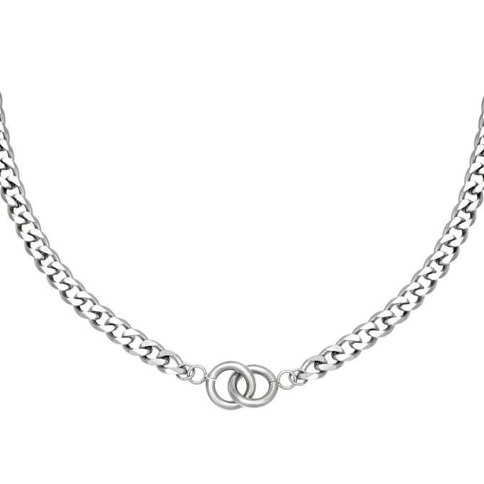 Ketting Intertwined - Zilverkleurig - Dames - Roestvrij staal - 39cm x 5cm