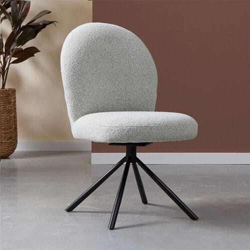 LUMZ Beige eetkamerstoel ronde vormen