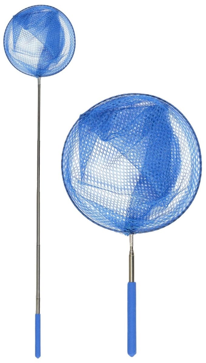 Schepnet - 2x - telescopisch- 70 cm - donker blauw - aluminium - visnet / vlindernet - uitschuifbaar