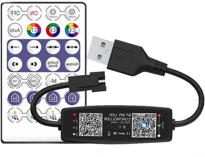 Inovra Plus - Led-controller voor WS2811 WS2812B Led-strips met Bluetooth, Muziek en Microfoon - 28 Toetsen Afstandsbediening - USB 5V