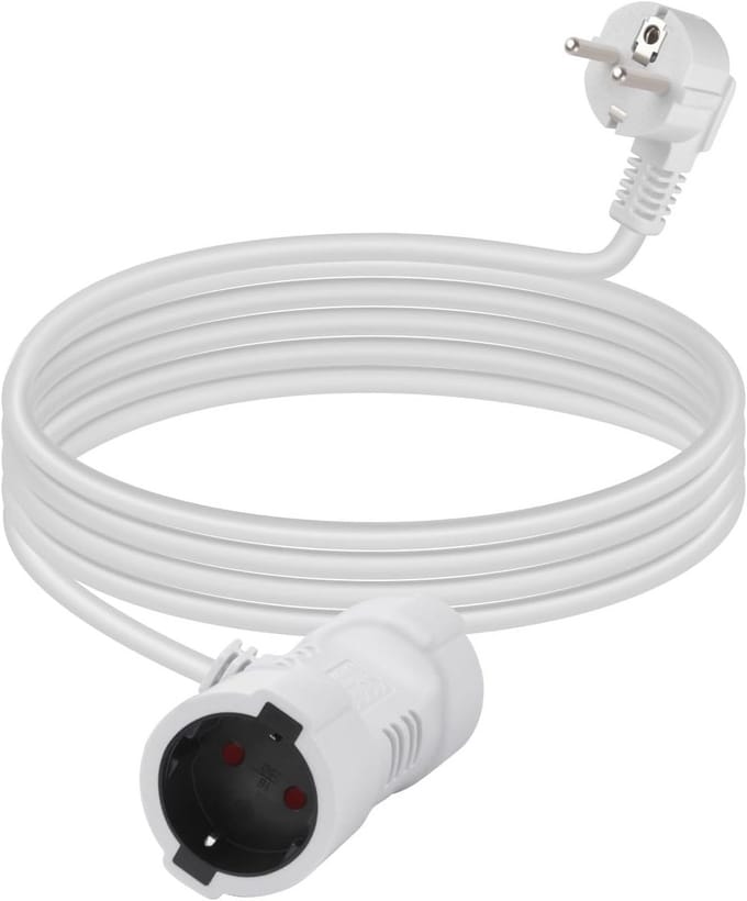 T verlengkabel met dubbele Schuko 2 Speed Sockets - Wit, 1M