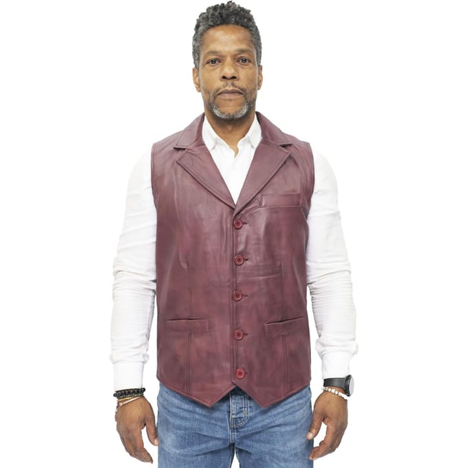 Heren slim klassiek lederen vest-Bristol