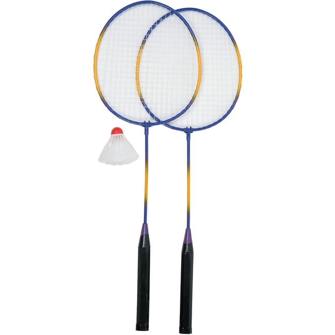 Badmintonrackets + shuttle Out2Play o2p (x2)