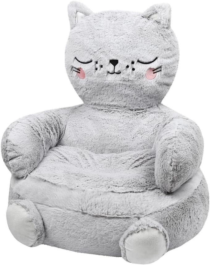 WEB2O Kinderfauteuil Kat - Zachte Poefstoel - 45 cm