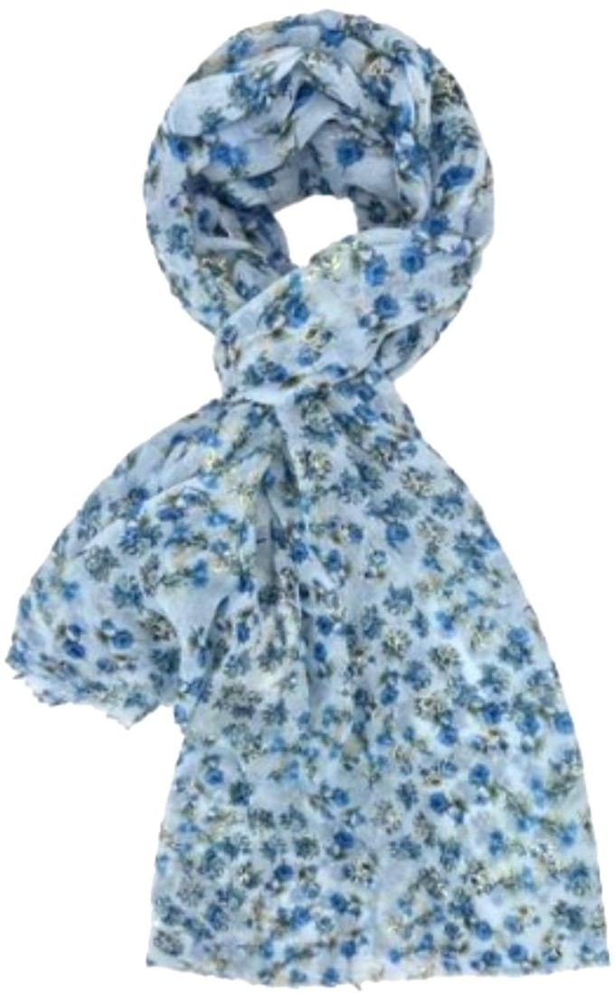 Dunne Sjaal - Print - Goud Accent - (20225#) - Blauw