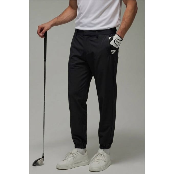 Actieve Regular Fit Golfjoggingbroek Met Boordjes | Black | Size Small