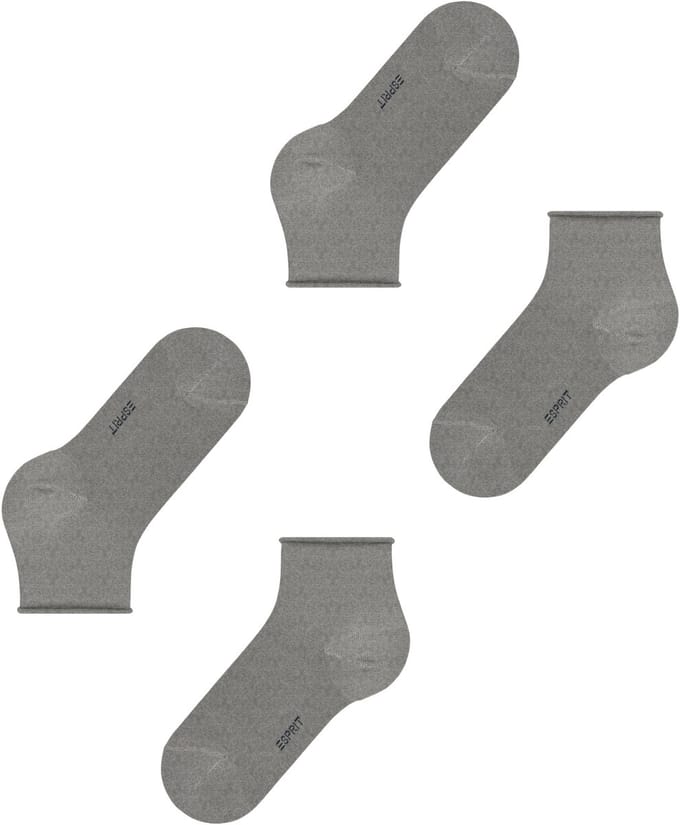 Esprit Basic Pure 2-Pack drukvrije rolrand katoen multipack sokken dames grijs - maat 39-42