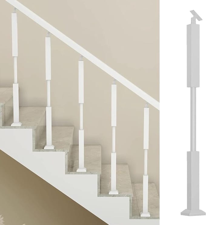 Trappaal Staal - Leuninghouder - Veiligheid Vergroten - Hoek Verstelbaar - 85cm Hoog - Wit
