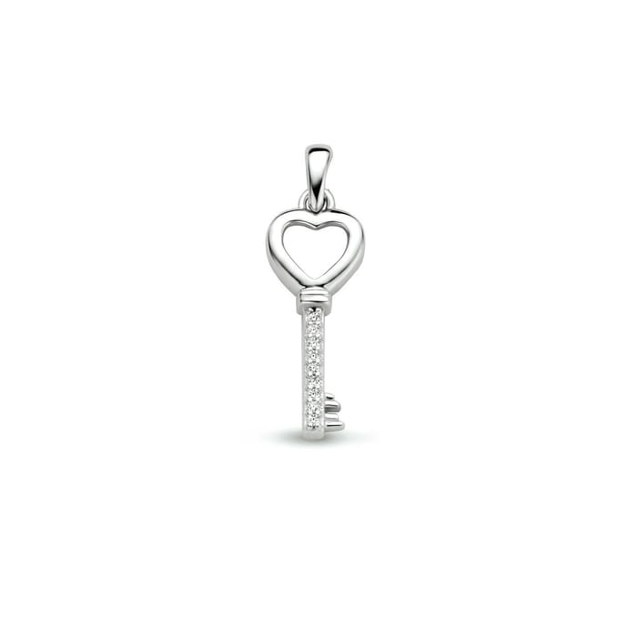 Zilver Gerhodineerde Hanger sleutel zirkonia 1333975