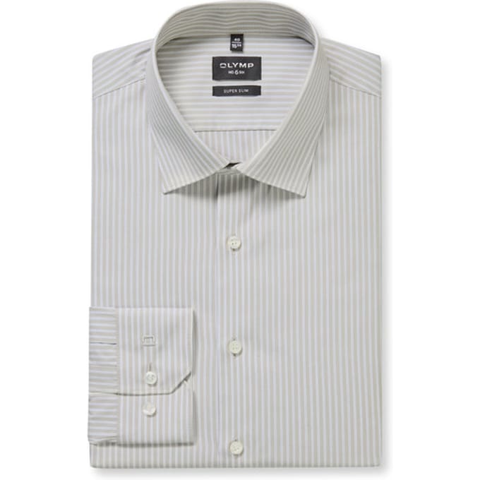 OLYMP No. Six Overhemd, Super Slim, Kent, Taupe
