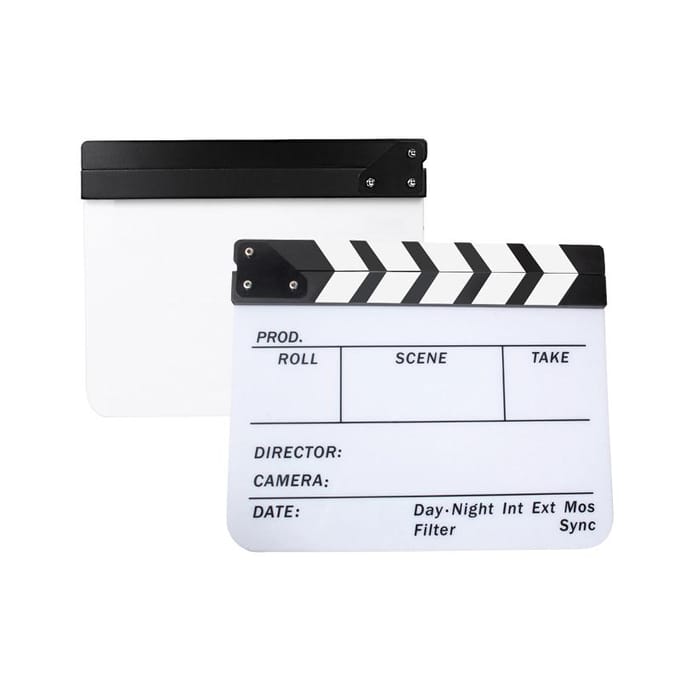 Clap en acrylique effaçable à sec pour réalisateur de film, ardoise 9,6 x 11,7  avec bâtons de couleur
