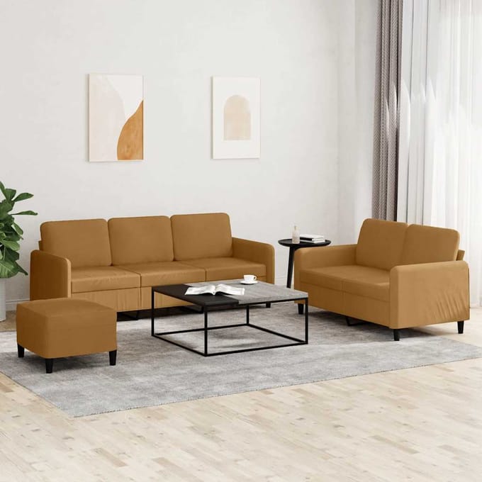vidaXL 3-delige Loungeset fluweel bruin