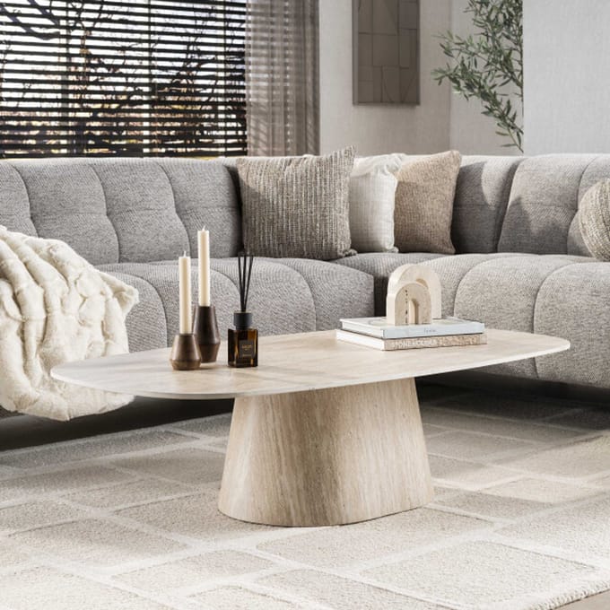 Hoyz Collection - Salontafel Centro 135cm - Keramiek Travertin