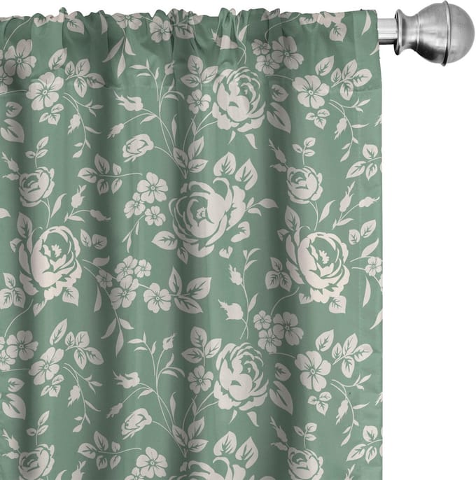 ABAKUHAUS Bloemen Gordijnen – 2x Panelen 75x245 cm – Microfaser