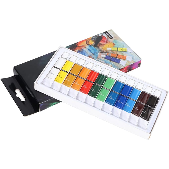 Peintures à l'huile professionnelles pour bricolage Ensemble de pigments de dessin portables 12 ml x 12 pièces gray