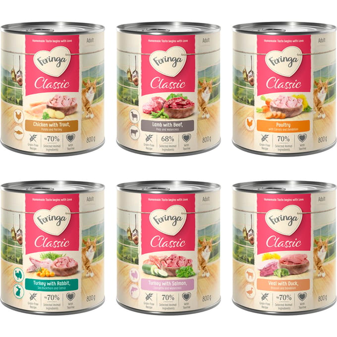 12 x 800 g Feringa Menu Duo-Soorten Kattenvoer - Gemengd pakket