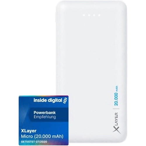 XLayer Powerbank Micro Wit - 20000 mAh LiPo Powerbank - 2 x USB-uitgang - 1 x USB-C-ingang - Wit