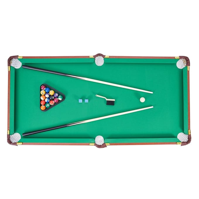 Opvouwbare Pooltafel, 140cm Draagbare Biljarttafels, Opvouwbare Ruimtebesparende Entertainment Spel Set Bevat Bal, Keu, Driehoek, Krijt, Borstel, Bruin met
