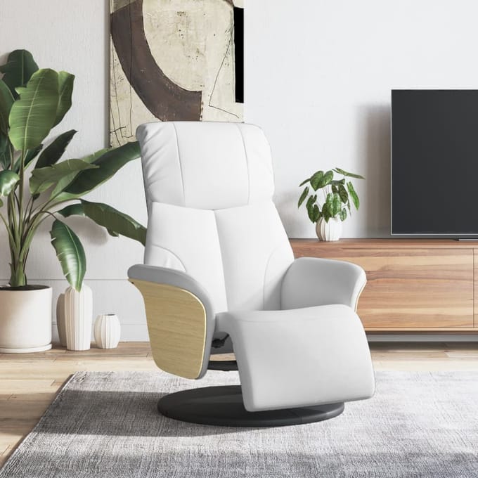 vidaXL - Fauteuil - verstelbaar - met - voetensteun - kunstleer - wit
