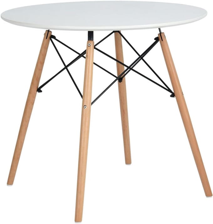 Ronde Eettafel Wit Glas Ø80 cm - Scandinavische Stijl Keuken- en Eetkamertafel