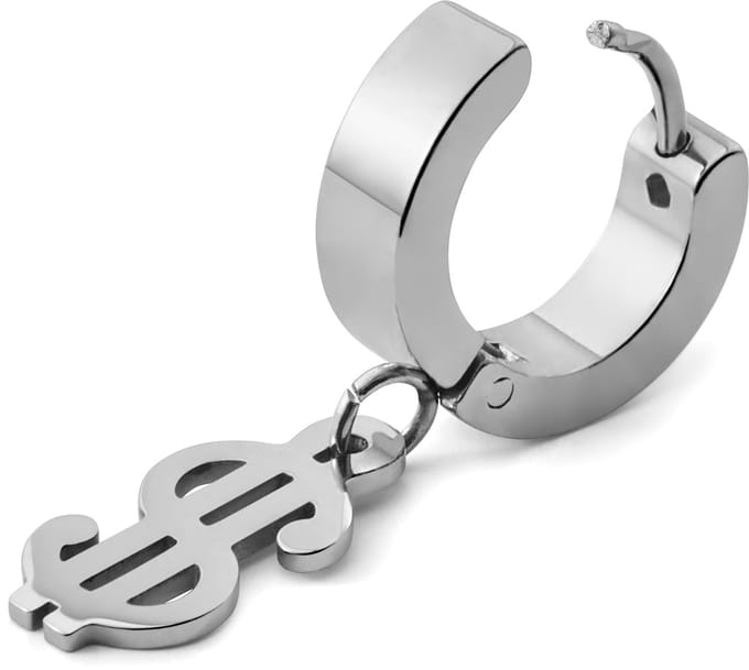 Floyd Stalen Hoepeloorbel met Dollarhanger