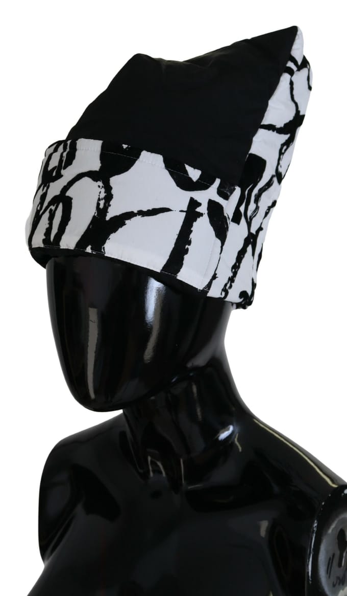 Abstract Print Beanie Zwartwit