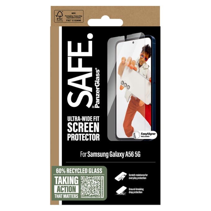 SAFE by PanzerGlass Screenprotector geschikt voor Samsung Galaxy A56 Glazen | SAFE by PanzerGlass Ultra-Wide-Fit Screenprotector - Case Friendly
