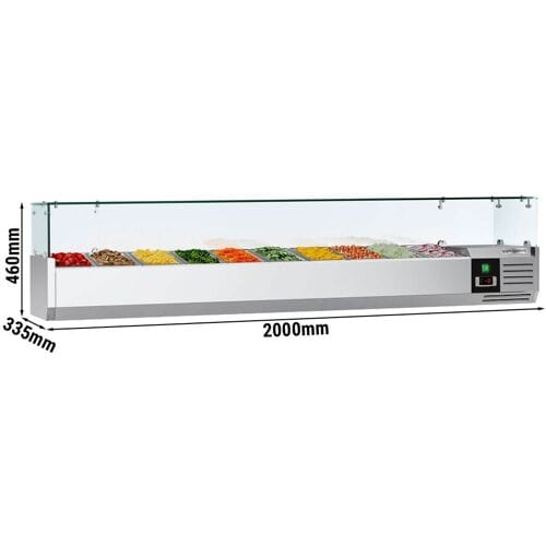 GGM Gastro Kühlaufsatzvitrine PREMIUM - 2000x335mm - 10x GN 1/4 Zilver