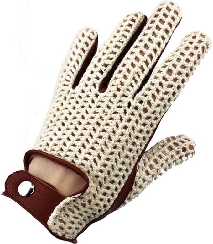 SWIFT Vintage Crochet Leren Autohandschoenen - geitenleer - oldtimer - maat S