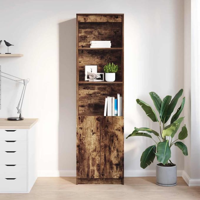 vidaXL - Highboard - 50x35x180 - cm - spaanplaat - gerookt - eikenkleurig
