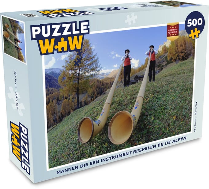 Puzzel Alpen - Man - Alpenhoorn - Legpuzzel - Puzzel 500 stukjes
