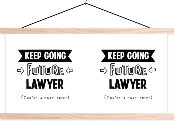Posterhanger incl. Poster 90x45 cm - Schoolplaat - Quote - Studeren - Advocaat - Textielposter - Blanke latten