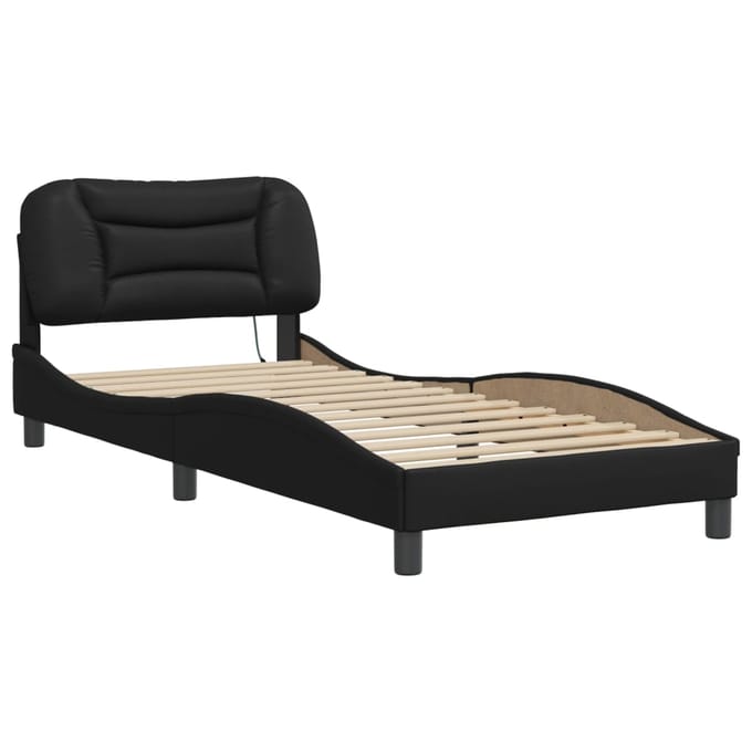 vidaXL - Bedframe - met - LED - zonder - matras - "Hvar" - zwart - 90x190 - cm