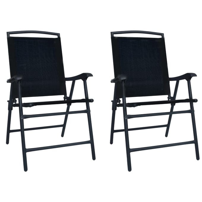 vidaXL - Opklapbare - stoelen, - 2 - stuks, - textiel - zwart
