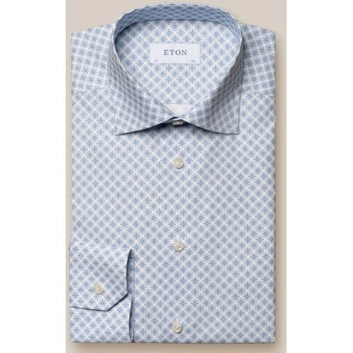Eton Overhemd Signature Poplin Medallion Pattern Cutaway Collar Blauw / male