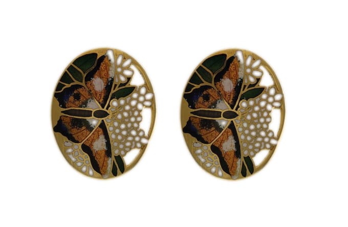 Behave - Oorstekers dames - vlindermotief - wit - 2,5 cm