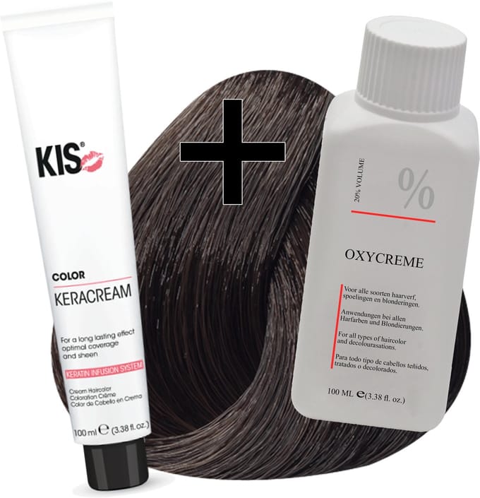 KIS haarverfset - 5MN Licht mat bruin  - haarverf & waterstofperoxide