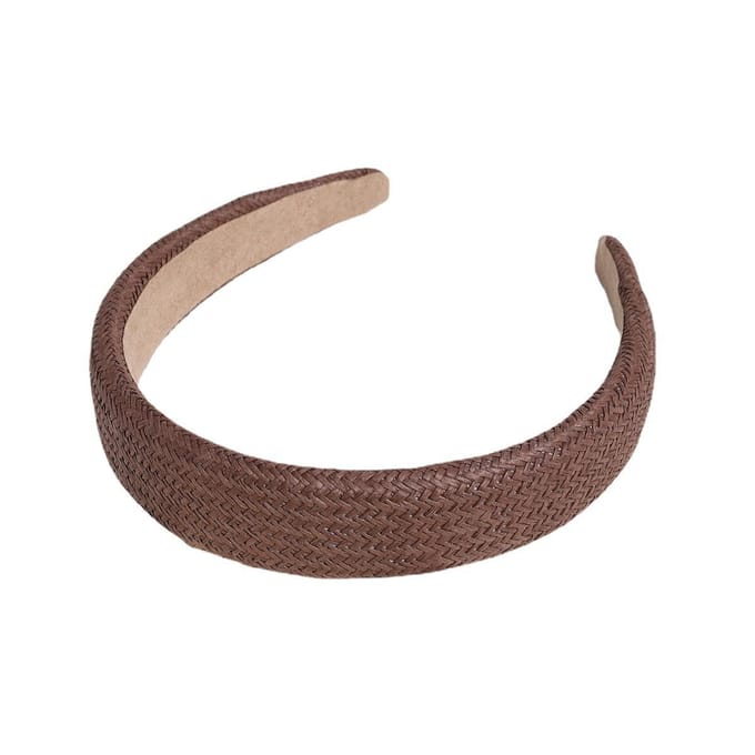 Bandeau transfrontalier à large bord uni, tissage en raphia, bandeau polyvalent pour sortir brun foncé
